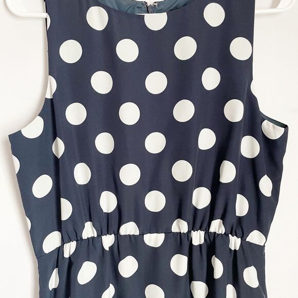 🟢J.Crew Factory Navy w/white polka dots Dress Sz 8 - Picture 2 of 7